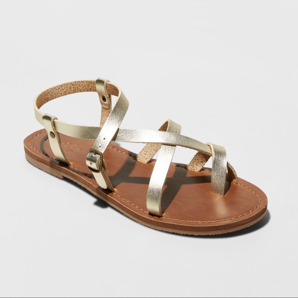 Gold Strap Flat Sandals